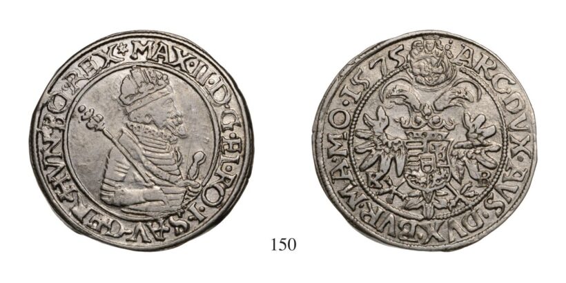 Miksa (1564-1576), 1/4 tallér, Ag, 1575, Körmöcbánya