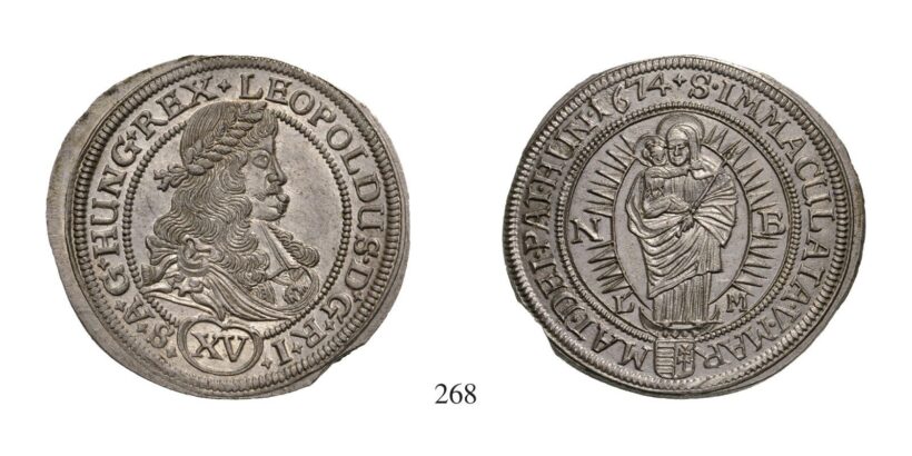 Lipót (1657-1705), XV Krajcár, Ag, 1674, Nagybánya