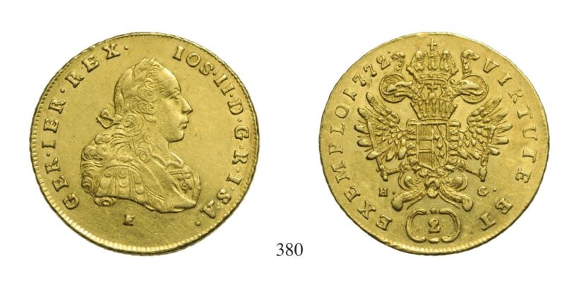 II. József (1765-1780) mint társuralkódó, 2 Dukát, Au, 1772, Gyulafehérvár