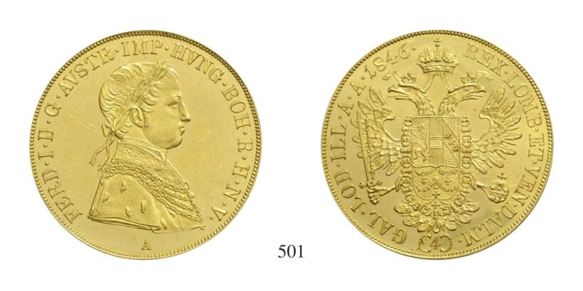 V. Ferdinánd (1835-1848), 4 Dukát, Au, 1846, Wien