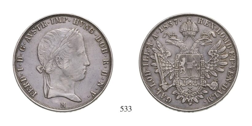 V. Ferdinánd (1835-1848), Tallér, Ag, 1837, Milánó