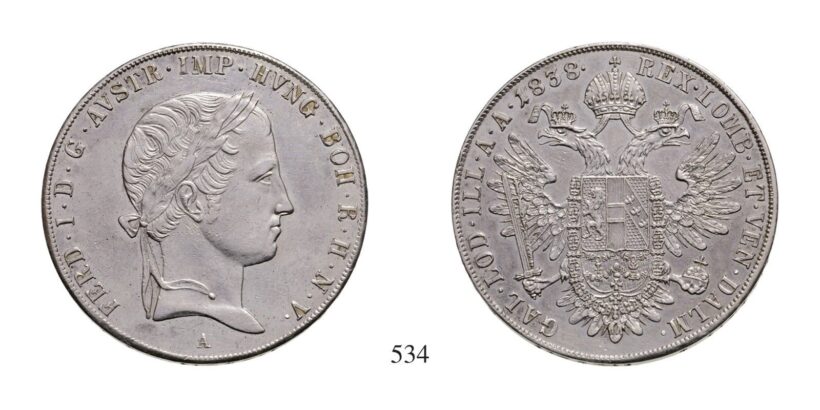V. Ferdinánd (1835-1848), Tallér, Ag, 1838, Wien