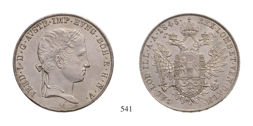 V. Ferdinánd (1835-1848), Tallér, Ag, 1845, Wien
