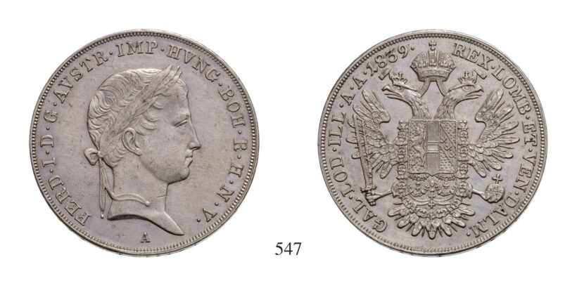 V. Ferdinánd (1835-1848), 1/2 Tallér, Ag, 1839, Wien