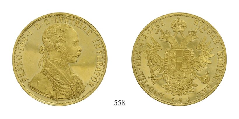 Ferenc József (1848-1916), 4 Dukát, Au, 1882, Wien