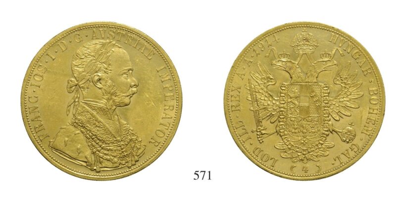Ferenc József (1848-1916), 4 Dukát, Au, 1914, Wien