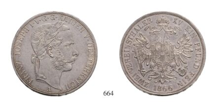 Ferenc József (1848-1916), 2 Vereinstaler, Ag, 1866, Wien