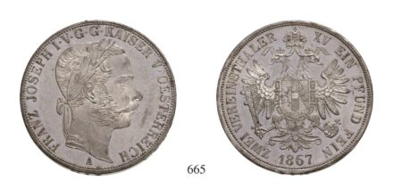 Ferenc József (1848-1916), 2 Vereinstaler, Ag, 1867, Wien