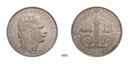 Ferenc József (1848-1916), 2 Vereinstaler, Ag, 1857, Wien