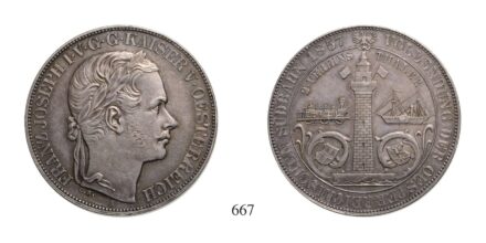 Ferenc József (1848-1916), 2 Vereinstaler, Ag, 1857, Wien