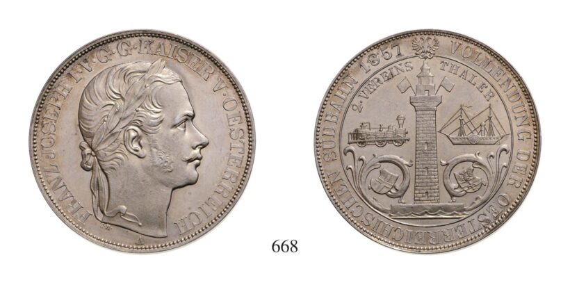 Ferenc József (1848-1916), 2 Vereinstaler, Ag, 1857, Wien