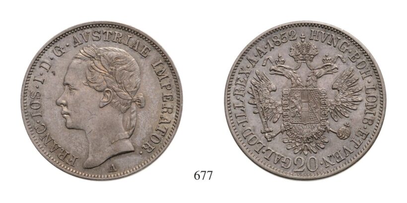 Ferenc József (1848-1916), 20 Krajcár, Ag, 1852, Wien