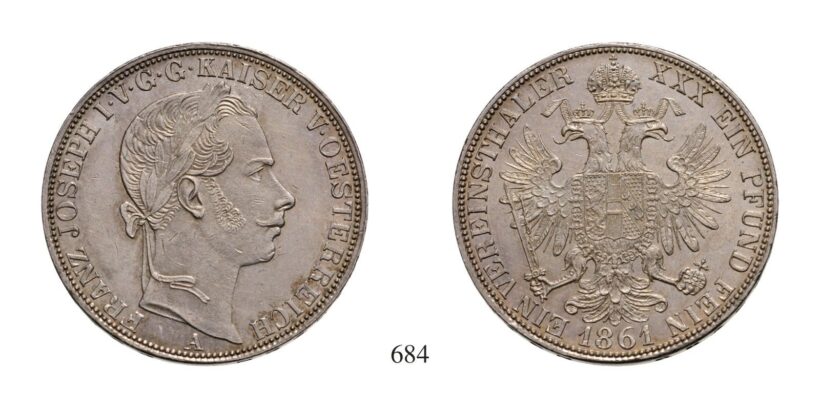 Ferenc József (1848-1916), Vereinstaler, Ag, 1861, Wien