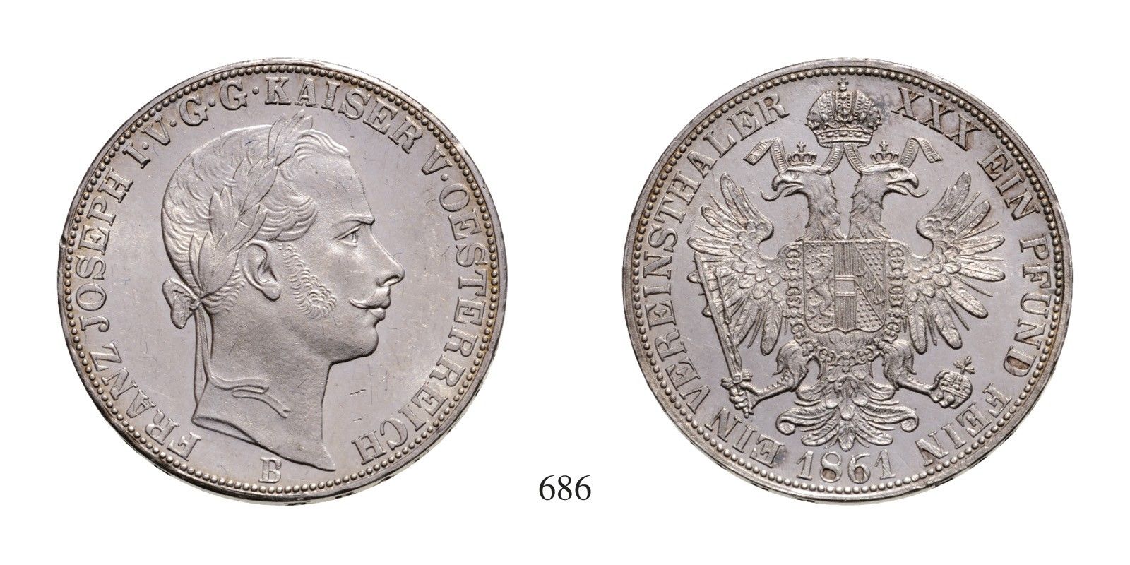 Ferenc József (1848-1916), Vereinstaler, Ag, 1861, Körmöcbánya