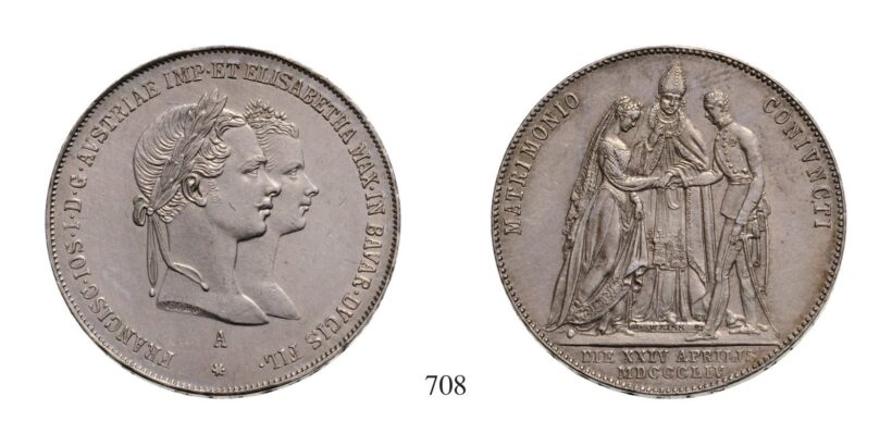 Ferenc József (1848-1916), Forint - Esküvői, Ag, 1854, Wien