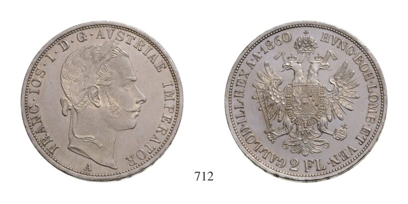 Ferenc József (1848-1916), 2 Forint, Ag, 1860, Wien