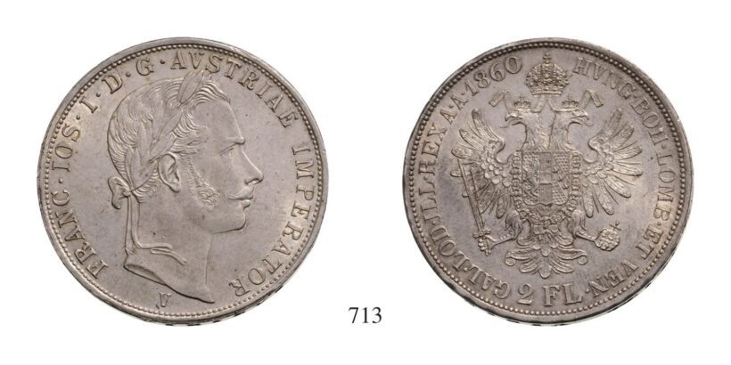 Ferenc József (1848-1916), 2 Forint, Ag, 1860, Velence