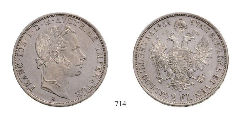Ferenc József (1848-1916), 2 Forint, Ag, 1862, Wien