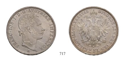 Ferenc József (1848-1916), 2 Forint, Ag, 1865, Wien