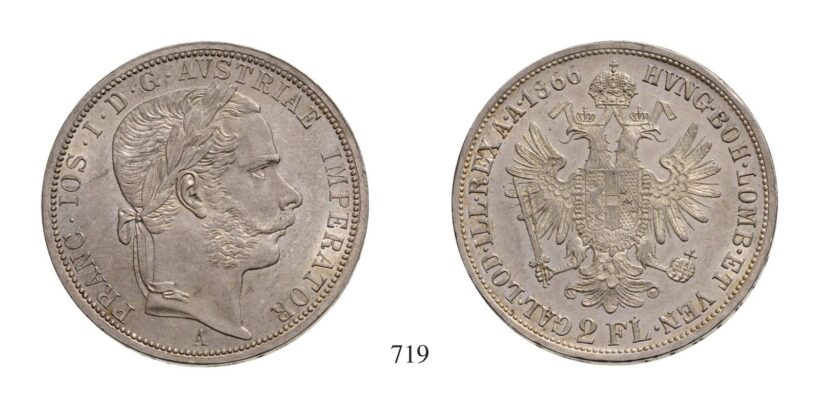 Ferenc József (1848-1916), 2 Forint, Ag, 1866, Wien