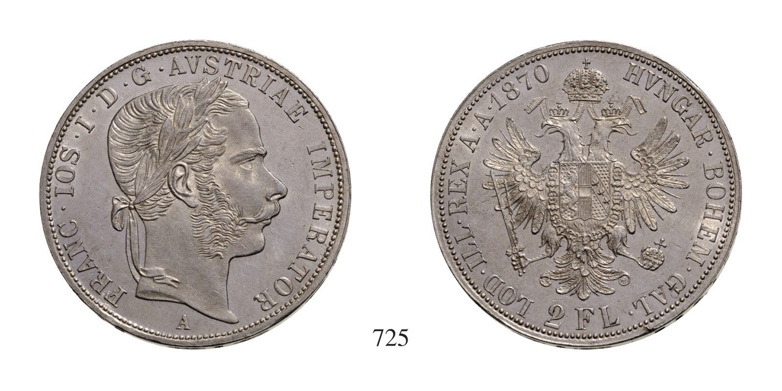 Ferenc József (1848-1916), 2 Forint, Ag, 1870, Wien