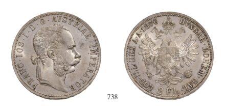 Ferenc József (1848-1916), 2 Forint, Ag, 1876, Wien