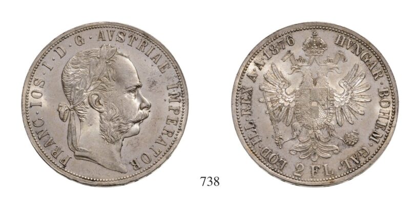 Ferenc József (1848-1916), 2 Forint, Ag, 1876, Wien