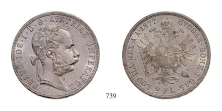 Ferenc József (1848-1916), 2 Forint, Ag, 1877, Wien