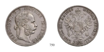Ferenc József (1848-1916), 2 Forint, Ag, 1883, Wien