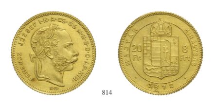 Ferenc József (1848-1916), 8 Forint, Au, 1872, Körmöcbánya