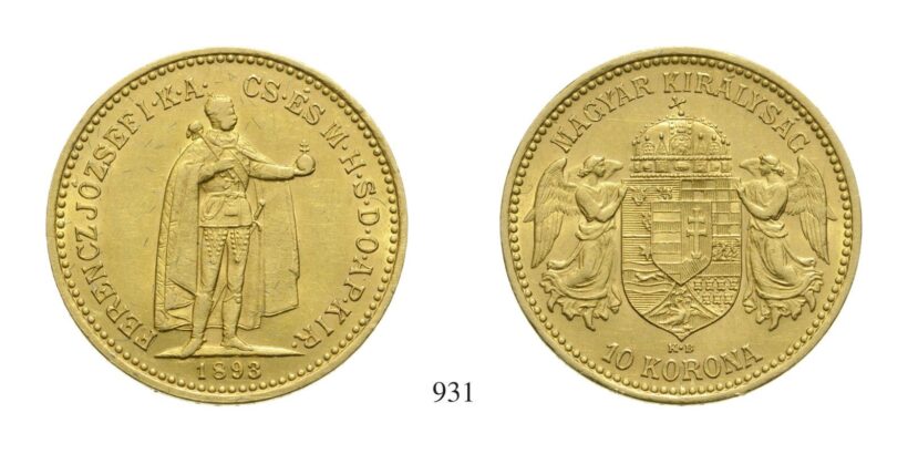 Ferenc József (1848-1916), 10 Korona, Au, 1893, Körmöcbánya