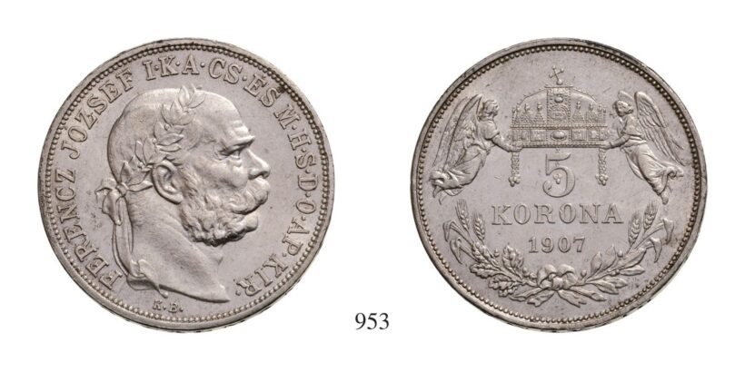 Ferenc József (1848-1916), 5 Korona, Ag, 1907, Körmöcbánya