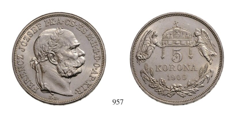 Ferenc József (1848-1916), 5 Korona, Ag, 1909, Körmöcbánya