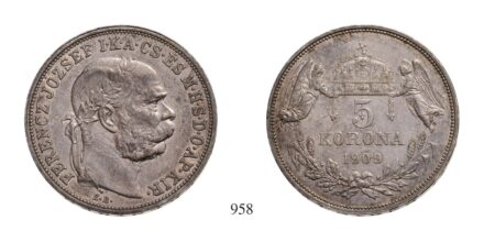 Ferenc József (1848-1916), 5 Korona, Ag, 1909, Körmöcbánya