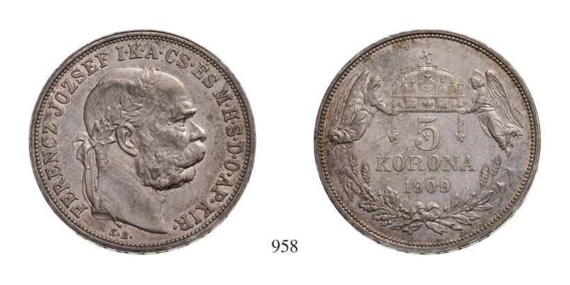 Ferenc József (1848-1916), 5 Korona, Ag, 1909, Körmöcbánya