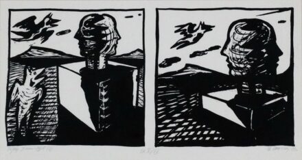 El Kazovszkij (1948 - 2008): Tájkép Jánusz-fejjel, 1990