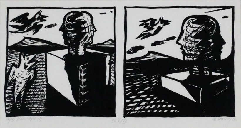 El Kazovszkij (1948 - 2008): Tájkép Jánusz-fejjel, 1990
