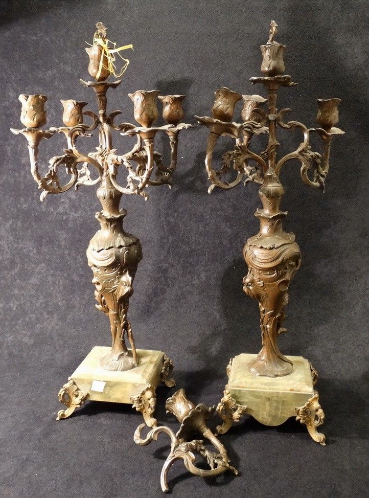 Gyertyatartó pár, négyágú, restaurálandó