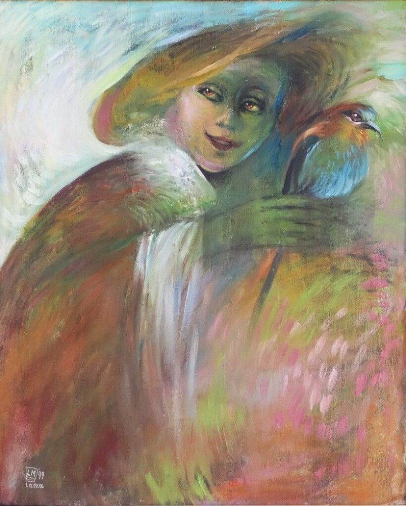 Lacza Márta (1946): Lány papagájjal, 1999