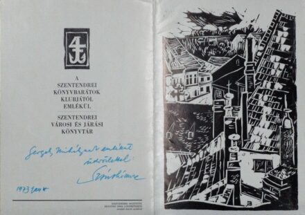 Szánthó Imre (1925-1998): Szentendrei háztetők, 1973 - ajánlással