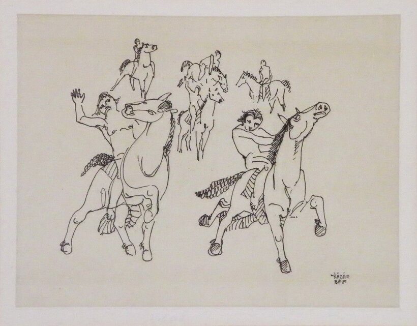Kádár Béla (1877 - 1956): Lovasok (5 lapos mappából, 1990 körül)