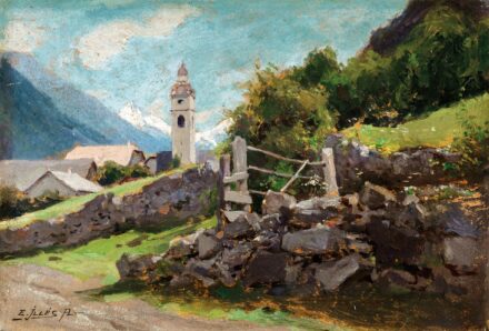 Edvi - Illés Aladár (1870-1958): Alpesi táj templommal