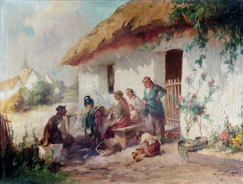Ács Ágoston (1889-1947): Parasztház udvarán