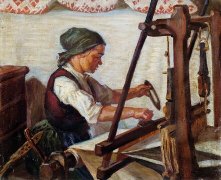 Dinnyés Ferenc (1886-1958): "Szövő székely asszony"