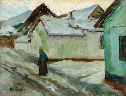Halász - Hradil Elemér (1873-1948): Tabáni utcarészlet