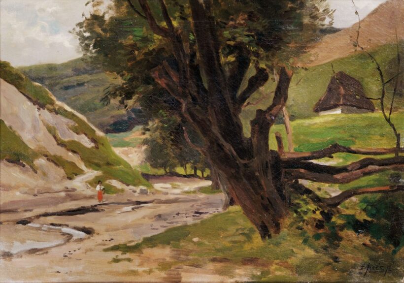 Edvi - Illés Aladár (1870-1958): Tájkép alakkal