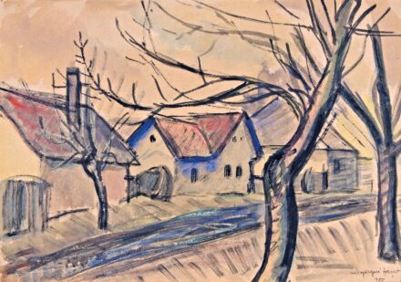 Nyergesi János (1895-1982): Falusi utcarészlet, 1955