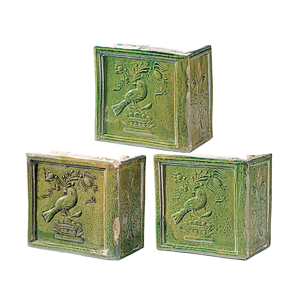 Sarok kályhacsempe, 3 db