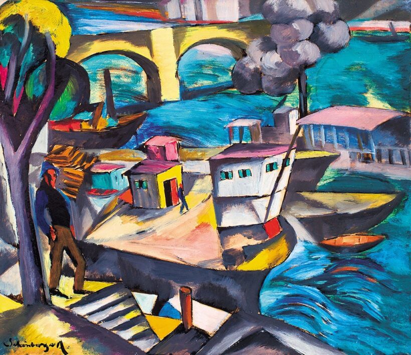 Schönberger Armand (1885-1974):Szajna part uszályokkal