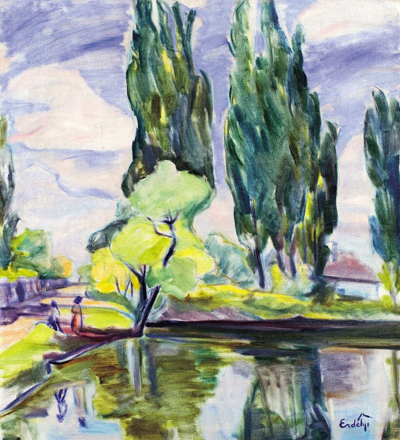 Erdélyi Béla (1891-1955):Tópart fákkal